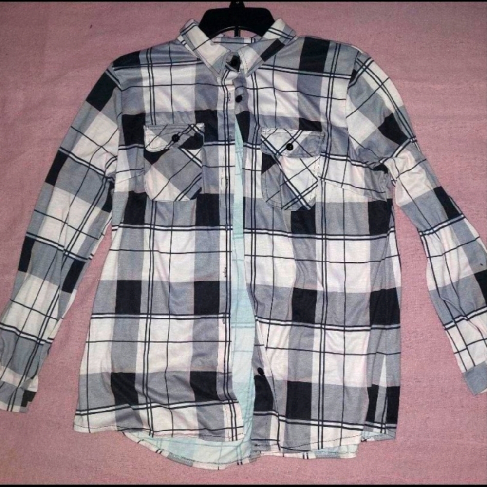 Plaid flannel pajama top